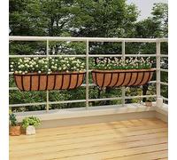 Bulliing Jardinières murales 2 pcs en Coco Noir 61x19x16 cm Acier,Jardiniere sur Pieds,Jardiniere Terrasse