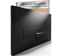 Bullseat Piano Plaque de poignée de WC noire I 2 niveaux de chasse I Vidéo | Plaque de commande noire mate compatible avec les réservoirs encastrés Geberit Duofix Sigma UP300/UP320, 12 cm I Dual Flush