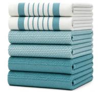 Bumble Towels Lot de 6 Grands torchons de Cuisine en Coton de qualité supérieure (50,8 x 71,1 cm, essuie-Mains de Cuisine en Tissu-éponge) très absorbants avec Boucle de Suspension (Turquoise)
