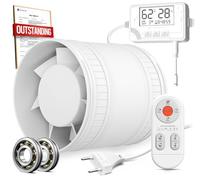 BUMSOU Ventilateur Extracteur d'air Hygroréglable Thermoréglable Minuterie - 6 Vitesses avec Protection Contre la Surchauffe, Silencieux Ventilateur de Conduit, VMC Salle de Bain Keller Zelt 100 mm