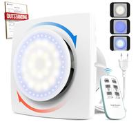 BUMSOU VMC Salle de Bain avec Télécommande, 11 Effets Lumineux, Bidirectionnel, 6 Vitesses, Ventilateur Extracteur Air avec Fonction Mémoire, Extracteur d'Air 100 mm Silencieux Moteur sans Balais DC