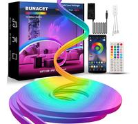 BUNACET RGBIC Néon Ruban LED 16M 24V Bande Dimmable Flexible Multicolore | 2×8M IP65 Etanche Avec Contrôle APP Télécommande,Puissance Pour Extérieur/Intérieur tube déco intérieure et jardin