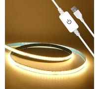 BUNACET Ruban LED COB 1M USB 5V COB LED Bande 3000K Blanc Chaud | 320LEDs/M Super Lumineuse,CRI90+,Bande Lumineuse Dimmable pour Maison Cuisine DIY Décorer