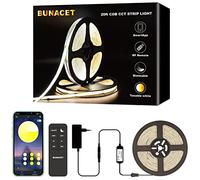 BUNACET Ruban LED COB 6M 24V, COB LED Bande Dimmable Chaud Froid 3000K-6500K avec Télécommande RF & Alimentation, 576 LEDs/M, Super Lumineuse, CRI90+, Bande Lumineuse COB pour Maison Cuisine Décorer