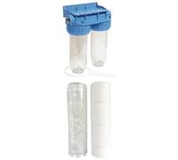 Bundle AQUAWATER - Station filtre double nu 10" avec e déserrage + Kit standard 1 filtre bobiné 20 microns et 1 anticalcaire - Filtration optimale de l'eau, fabriqué en France