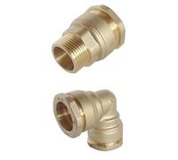 Bundle de Raccords en Laiton SOMATHERM FOR YOU - Droit et Coudé Égal pour Tube PE Ø25 mm - Pression Max 20 Bars, Température -10°C à +80°C, Norme ACS, Garantie 5 ans