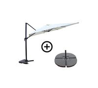 Concept Usine - Ensemble parasol Cesare écru 3x4m et 4 dalles à lester