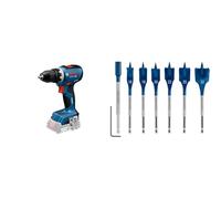 Bundle of Bosch Professional 18V System Perceuse-visseuse sans fil GSR 18V-65 (moteur sans balais, 166mm, sans batterie/chargeur) + Bosch Accessories 7x Coffrets de mèches plates Expert SelfCut Speed