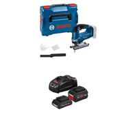 Bundle of Bosch Professional GST 18V-125 B (avec poignée étrier, coupes biaises jusqu’à 45°, 1 lame, set d’aspiration) + Set de batteries (ProCORE18V 4.0 Ah + ProCORE18V 5.5 Ah + GAL 1880 CV)