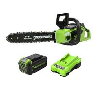 Bundle of Greenworks Tronçonneuse à Batterie avec Moteur Sans Balais, Longueur du Guide-Chaîne de 14-Pouces (35 cm) + Batterie Lithium-Ion 5Ah Charge Rapide + 40V 2Ah Chargeur de batterie