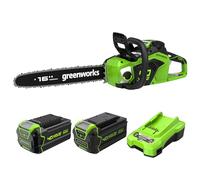 Bundle of Greenworks Tronçonneuse à Batterie avec Moteur Sans Balais, Longueur du Guide-Chaîne de 40 cm+ Batterie 40V 4Ah et Chargeur Universel Puissance 2A + Batterie 5Ah Charge Rapide