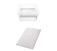 Bundle of roba Parc Bébé Rectangulaire Bébé en Bois 75 x 100 cm Indibear + Matelas pour Parc Bébé Rectangulaire 75 x 100 cm
