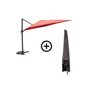 Bundle parasol 3x4m déporté rotatif terracotta + housse CESARE