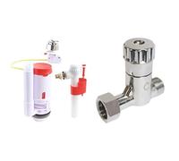 Bundle SOMATHERM FOR YOU - Chasse d'eau WC à câble double chasse avec robinet flotteur latéral, installation facile et économique, plus robinet d'arrêt droit anticalcaire, design moderne