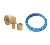 Bundle SOMATHERM FOR YOU - Raccord femelle coudé à glissement 12/17 pour tube PER Ø12 - Montage facile, résistant à la corrosion + Couronne de tube PER Ø12 nu bleu 15m, installation rapide et durable
