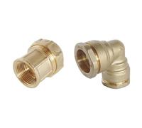 Bundle SOMATHERM FOR YOU - Raccord laiton droit à serrage extérieur Ø25 mm femelle 3/4" et raccord coudé égal en laiton pour tube PE, pression 20 bars, norme ACS, étanchéité optimale