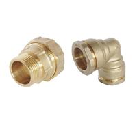 Bundle SOMATHERM FOR YOU - Raccord laiton droit à serrage extérieur Ø25 mm Mâle 3/4" et Raccord coudé égal en laiton Ø25 mm, pression 20 bars, norme ACS, étanchéité optimale