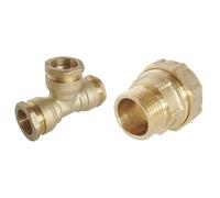 Bundle SOMATHERM FOR YOU - Raccord Laiton Té Égal et Raccord Droit Serrage Extérieur pour Tube PE Ø20 mm - Étanchéité Optimale, Pression 20 bars, Garantie 5 ans