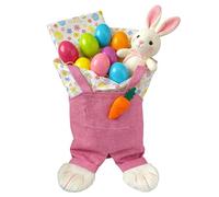 Bunny Bag, Novelty Overalls Pouch, Reusable Candy Carrier, Spring Theme Egg Hunt Tool, Whimsical Treat Holder, Decorative Holiday Sack, Festive Fabric Ornament, Childrens Party Supply Set