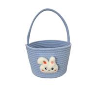 Bunny Easter Basket - 9.06 Inch, Cotton Rope Egg Hunt Container | Soft Festive Kids Basket With Handle For Toys Shopping, Party Favour Bag Spring Celebration