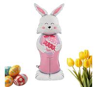 Bunny Foil Balloon - 150 cm Standing Reusable Cute | Funny Spring Ballons Easter Decor | Indoor Outdoor Garden Yard Lawn Pathway Porch Patio Home School Party Giant Rabbit Inflatable Figure