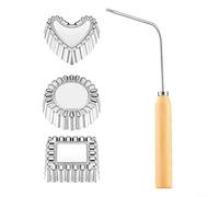 Bunuelos Lot de 4 moules avec poignée en bois, outil de pâtisserie en aluminium pour biscuits et gaufres, moules à pâtisserie lavables à la main pour la cuisson à la maison, argenté