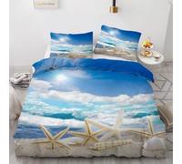 Buohwiwe Housse de Couette 240x280 étoile de Mer Parure de lit Océan Imprimé 3D Adulte Réversible Set de Housse Couette 2 Personnes Microfibre Doux avec Taies d'oreiller a.2890