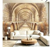 Buohwiwe Papier Peint Panoramique Baril Mural 450x315 cm 3D Papier Peint Intisse Cave À Vin Rustique Fresque Murale Chambre Coucher Salon Décoration Photo Poster Geant Murale M.2424