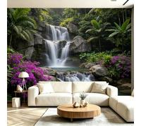 Buohwiwe Papier Peint Panoramique Cascade Mural 350x256 cm 3D Papier Peint Intisse Paysage Naturel Fresque Murale Chambre Coucher Salon Décoration Photo Poster Geant Murale M.3484