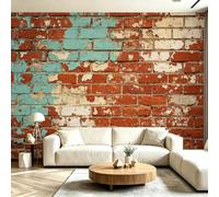 Buohwiwe Papier Peint Panoramique Mur de Briques Rouges Mural 150x105 cm 3D Papier Peint Intisse Style Rustique Fresque Murale Chambre Coucher Salon Décoration Photo Poster Geant Murale M.1200