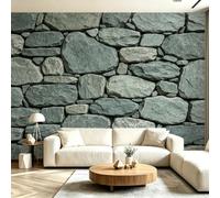 Buohwiwe Papier Peint Panoramique Mur de Pierre Mural 250x175 cm 3D Papier Peint Intisse Style Rustique Fresque Murale Chambre Coucher Salon Décoration Photo Poster Geant Murale M.1265