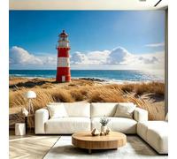 Buohwiwe Papier Peint Panoramique Plage Mural 450x315 cm 3D Papier Peint Intisse Küstenlandschaft Fresque Murale Chambre Coucher Salon Décoration Photo Poster Geant Murale M.1758