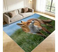 Buohwiwe Tapis Salon Renard 120x170cm Chambre Tapis Animaux Sauvages Antidérapant Lavable Doux Poils Courts Decoration 3D Renard Mignon Paillasson Interieur pour Salle à Manger Cuisine a/1264