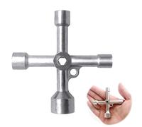 BUOKSLLY Clé triangulaire 4 voies 5 tailles 7 mm/10 mm/12 mm/13 mm/18 mm pour radiateurs, outils d'ouverture de porte e radiateur, eau, gaz et armoires électriques, argent