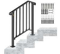 BuoQua Rampe d'Escalier Garde-Corps pour Escalier Main Courante Noire pour Escalier (2 à 3 Marches)