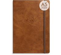 Burde Agency Agenda semainier 2026 format Deluxe avec couverture en cuir synthétique, design vertical, 176 pages Marron