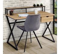 Bureau 1 tiroir ENZO pieds croisés design industriel Noir