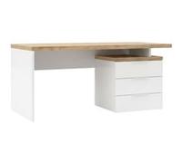 Bureau 160cm avec rangements blanc laqué brillant plateau aspect bois finition Cadiz - GENIUS - ALTOBUY Blanc