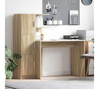 Bureau 2 Pcs en Bois d'Ingénierie Chêne Sonoma avec Rangement | Finition brune, placard à charnières, étagères ouvertes, style scandinave, entretien facile, usage quotidien