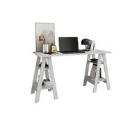 Bureau 2 Tréteaux 4 Niches 4 Etagères Blanc L 135 H 75 P 60 cm - L 135 x l 60 x H 75 cm