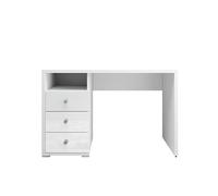 Bureau 3 tiroirs 1 étagère Blanc 120 cm - MILA