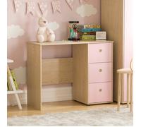 Bureau 3 tiroirs Neptune Rose & Chêne Table d’ordinateur / Coiffeuse PC/Portable Bureau d’étude à domicile Meuble pour enfants