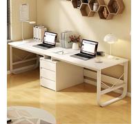 Bureau à deux personnes avec 3 tiroirs, grande table d'écriture à double étude, bureau de jeu en bois 2 personnes Table d'ordinateur double poste de travail, pour le bureau à domicile (blanc, 200cm/78