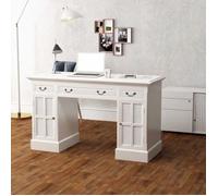Bureau à double piédestal Blanc 140 x 48 x 80 cm - VIDAXL - Meuble de bureau - Romantique - Droit