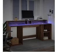 Bureau à LED élégant - ECOHOME - bois d'ingénierie - chêne marron - 200 x 55 x 91 cm - 20 étagères@868486