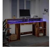 Bureau à LED élégant - ECOHOME - bois d'ingénierie - vieux bois - 200 x 55 x 91 cm - 20 étagères@479102