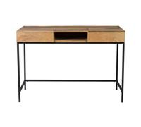 Bureau à rangements industriel bois manguier massif et métal noir L118 cm YPSTER