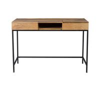 Bureau à rangements industriel bois manguier massif et métal noir L118 cm YPSTER