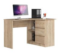 Bureau AKORD d'angle droit B16 Chêne Sonoma 124 cm 3 tiroirs façade Chêne Sonoma 2 étagères 124x85x77 cm