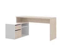 Bureau angulaire coloris naturel-blanc brillant - Longueur 139 x Profondeur 92 x Hauteur 75 cm